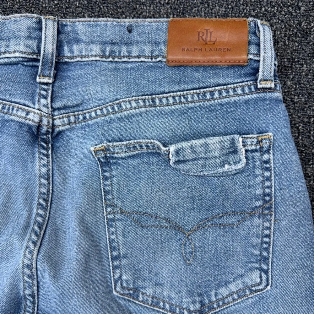 Lauren Ralph Lauren Womens Patchwork Logo Crest Straight Leg Jeans Blue Size 10 - Picture 9 of 11